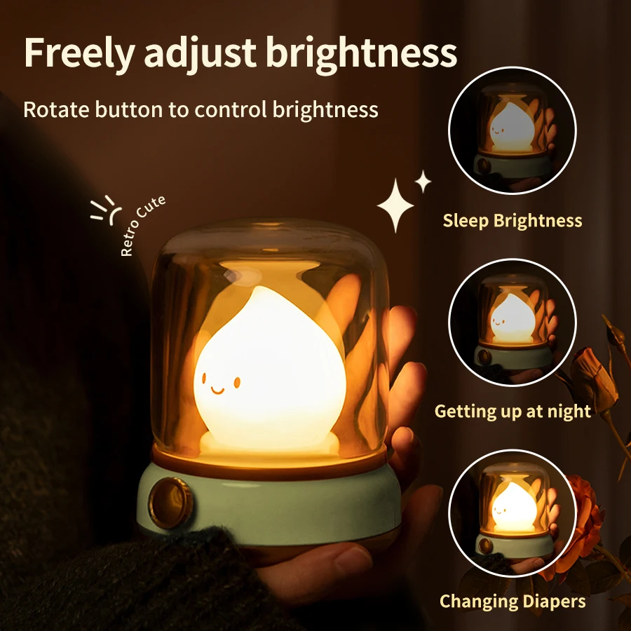 Retro Oil Night Lamp USB Charging Dimming Timing Nightlights Soft Light Baby Sleeping Bedroom Bedside Emotional Lighting - Image 3