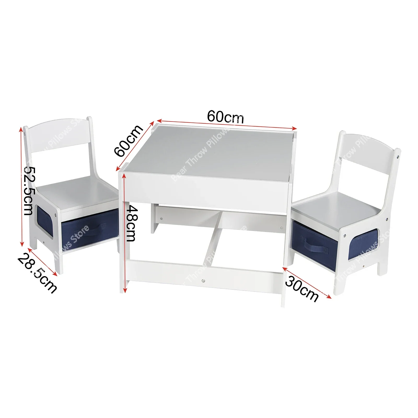 Wood KID Children Table with 2 Chairs Kindergarten Baby Games Home Painting Desk with Storage Space Children's Furniture - Image 6