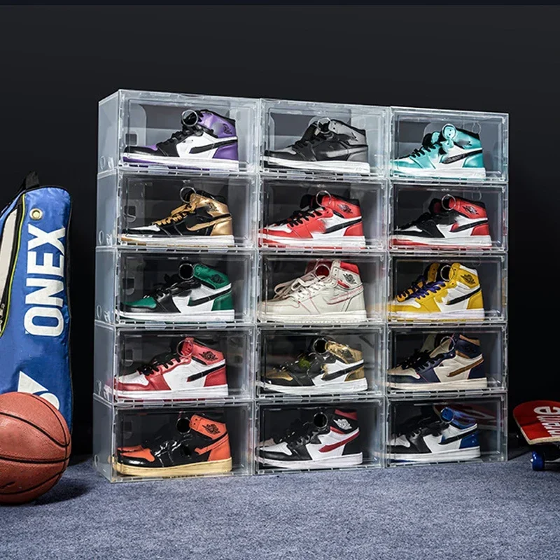 1pcs/set AJ Sneakers Box plastic shoe box Stackable Cabinet Storage Box high-top Dustproof AJ shoes organizers Shoe Rack - Image 6