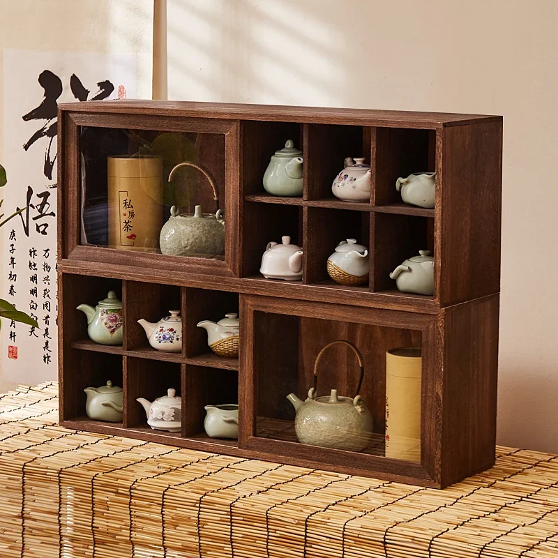 Retro Wall-Mounted Teacup Holder, Storage Decoration Cabinet, Living Room Study Display Rack, Teacup Rack