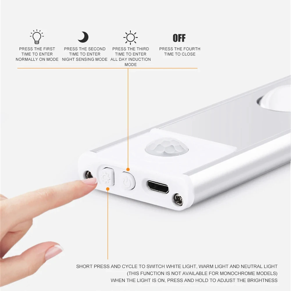 LED Motion Sensor Wireless Ultra Thin Night Light USB LED Wine cooler Light For Kitchen Cabinet Bedroom Wardrobe Indoor Lighting - Image 5