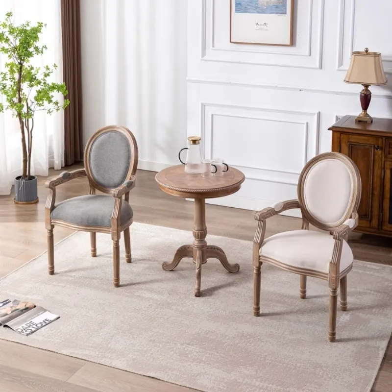 American country solid wood retro dining chair hotel cafe dining table chair adult manicure chair photography Internet celebrity - Image 3