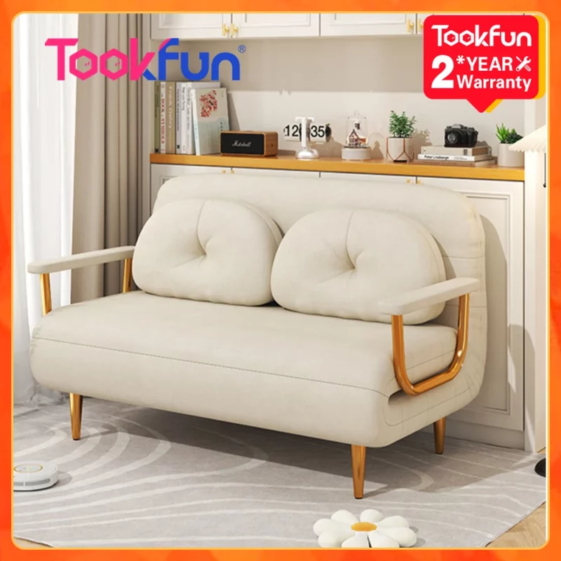 Tookfun Sofa Bed Foldable Retractable Single-Person Small Apartment Living Room Sofa High Elastic Sponge Backrest Adjustable