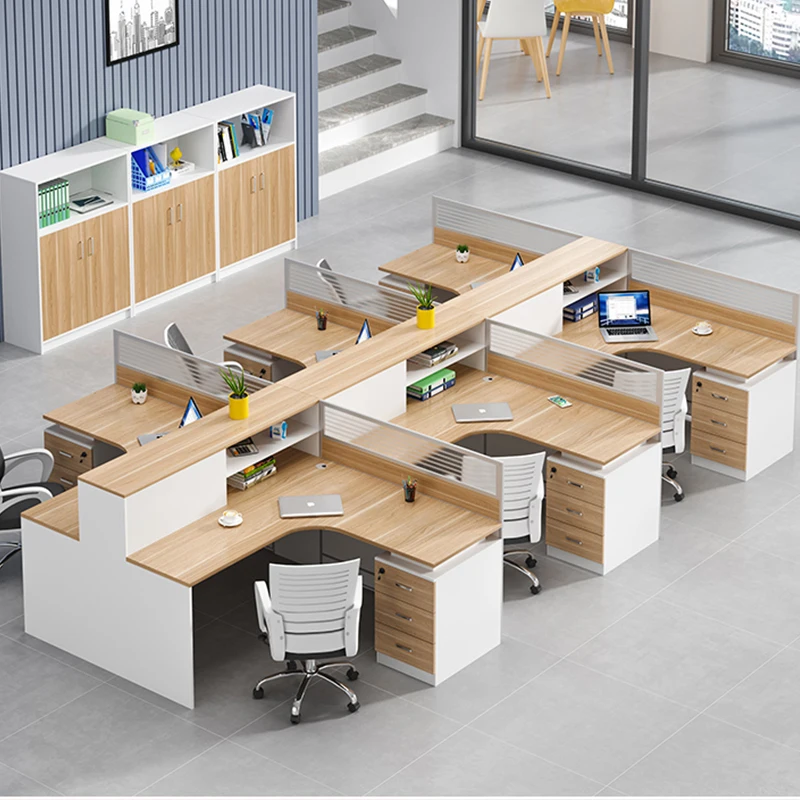T shaped Staff Desk Office Furniture commercial 6 Person Modular partition workstation office table and chair Bureau de travail - Image 6