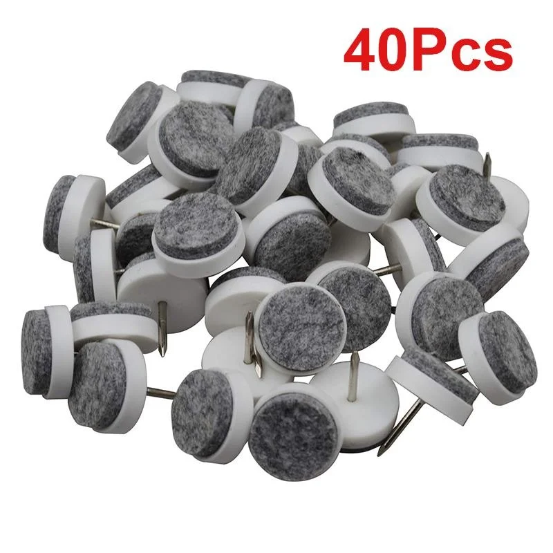 40Pcs Nail On Felt Pads Plastic Furniture Felt Pads for Chair Table Leg Heavy Duty Chair Sliders Glides Floor Protector