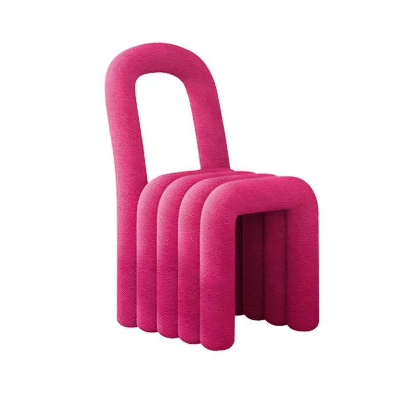 Makeup Dressing Stool Special-Shape Lambswool Home Decorative Chair Creative Nordic Rainbow Dining Chair for Bedroom Living Room - Image 5