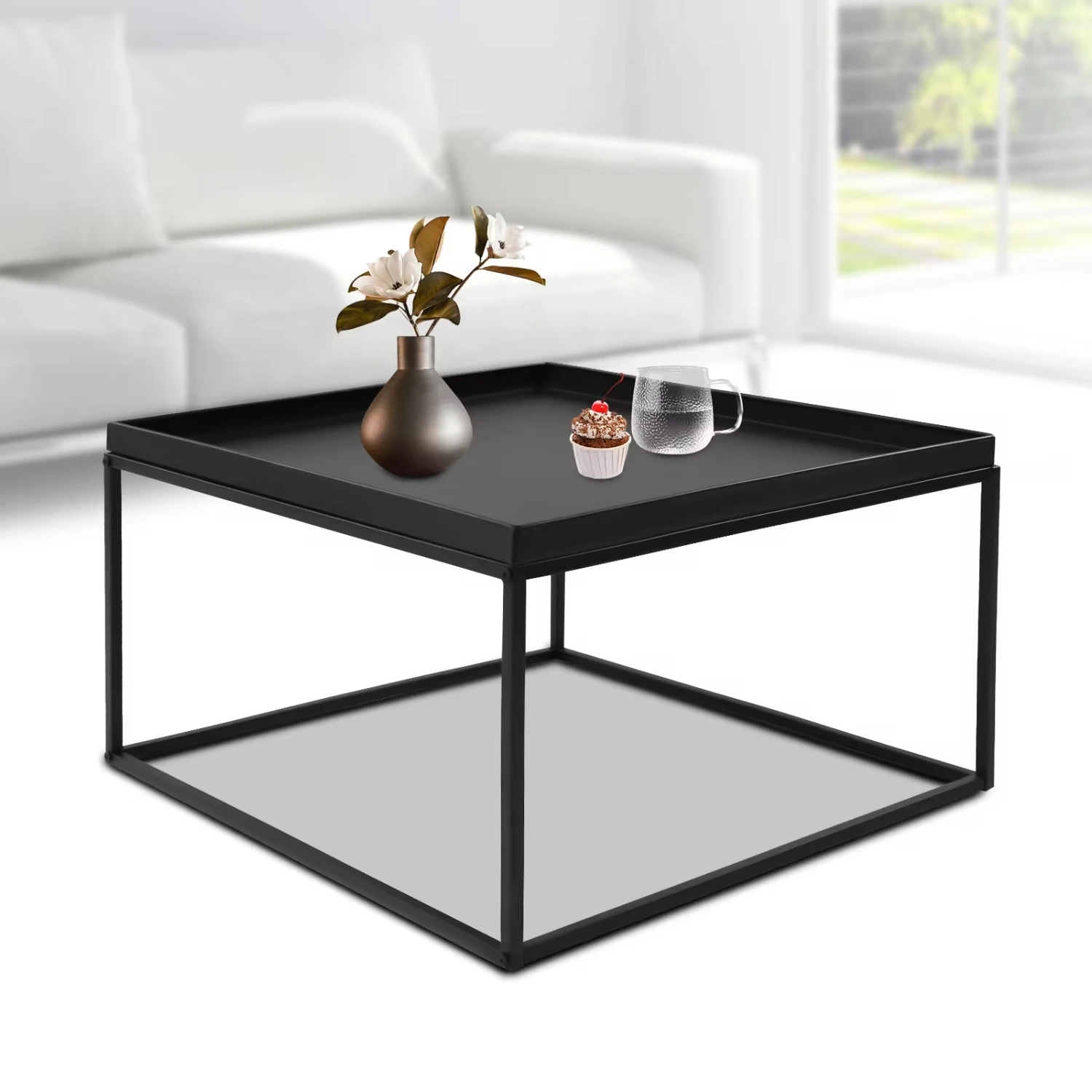 Tray Metal End Table Sofa Table Small Side Table Anti-Rust and Waterproof Outdoor and Indoor Snack Table Accent Coffee Table - Image 4