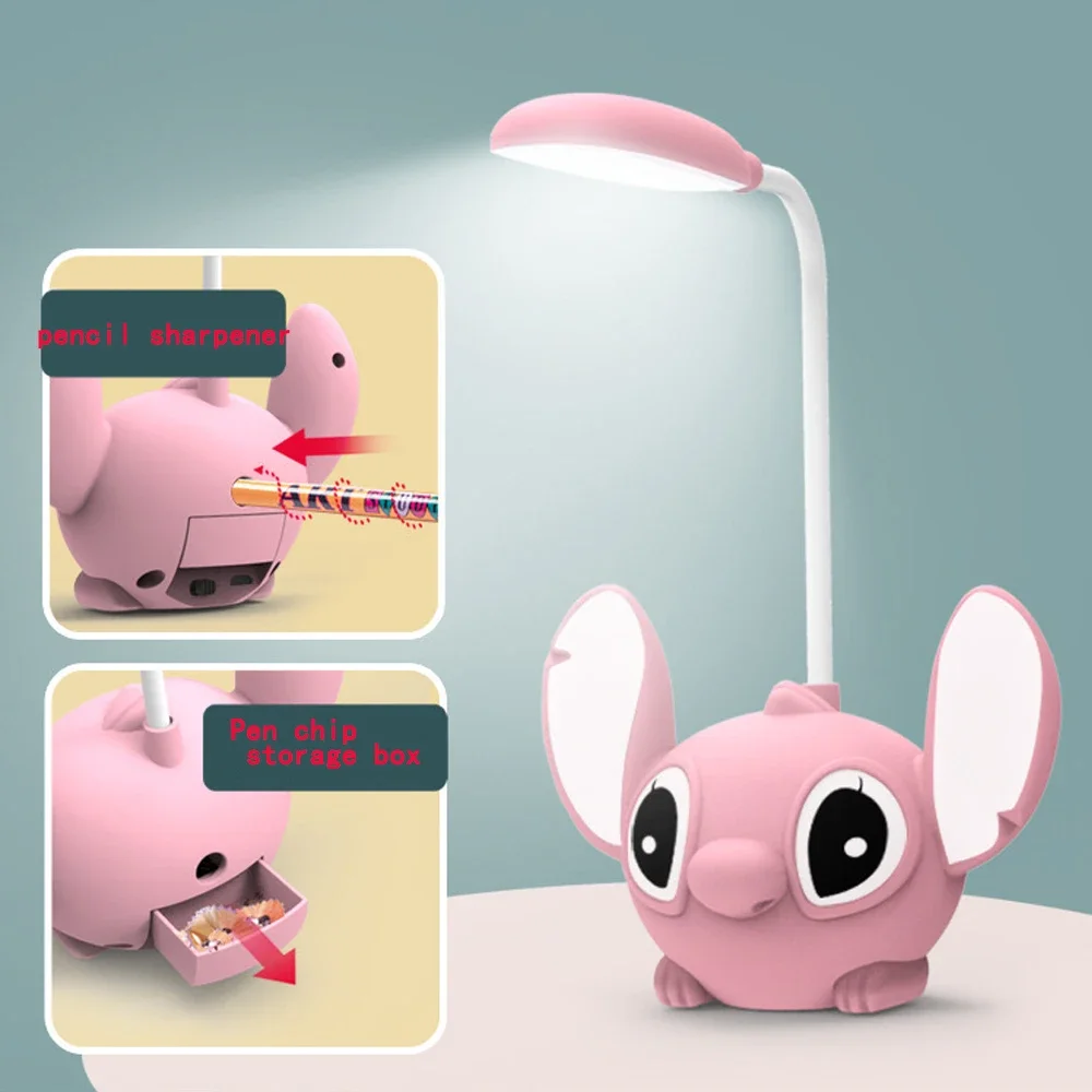 Led Lilo & Stitch Desk Lamp With Pencil Sharpener Foldable Light Cute Desk Small Book Lamp Usb Recharge Light Gift - Image 4