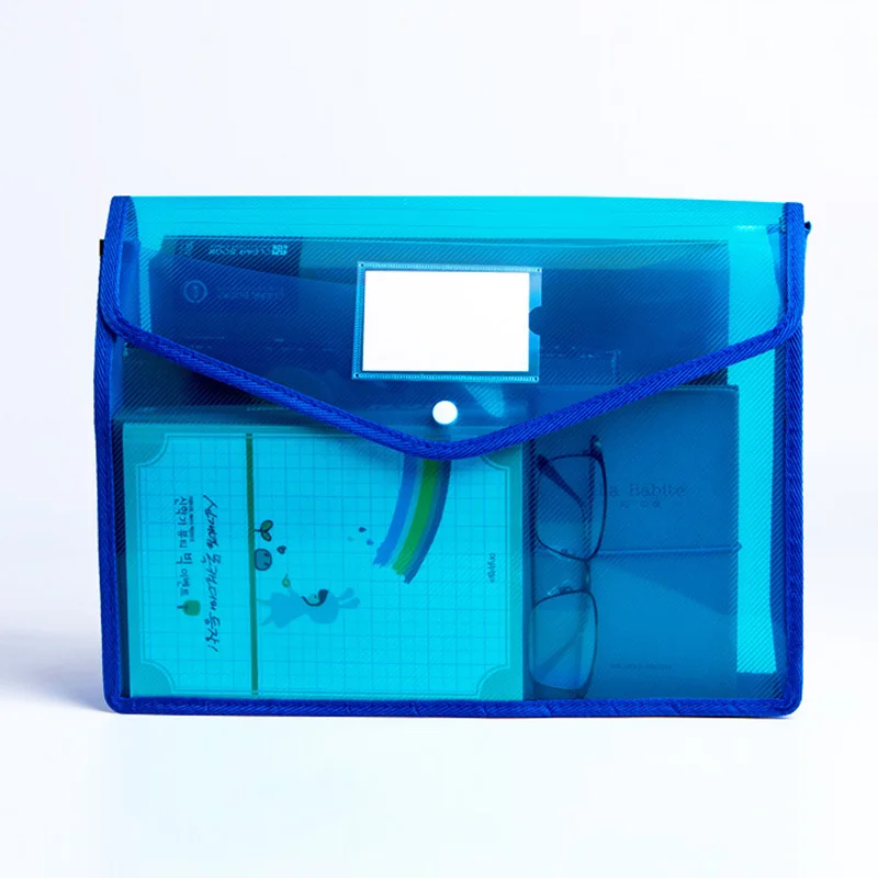 A4 Transparent Lightweight File Bag Portable Waterproof Folder Document Holder Large Capacity Button Storage School Test Paper - Image 4
