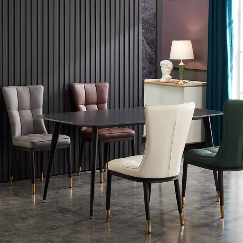 Aesthetic Luxury Dining Chairs Modern Comfortable Vanity Chair Designer Kitchen Leather Ensembles Salle À Manger Furniture - Image 6
