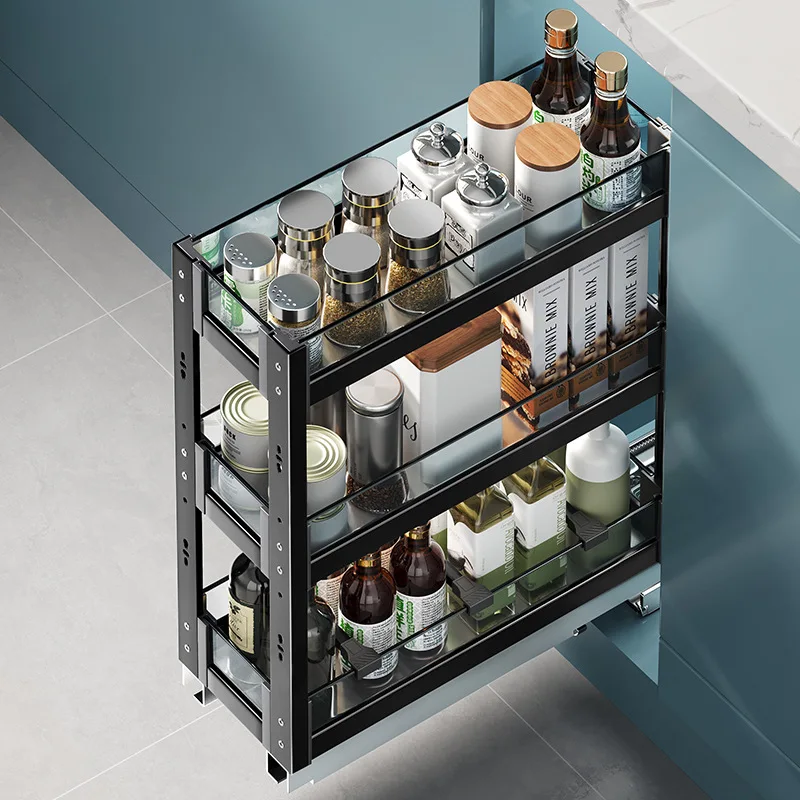 Kitchen Seasoning Basket Cabinet Drawer Type Shelf Countertop Organizer Holder Adjustable Spice Pull-out Storage Rack Shelves