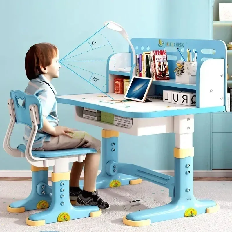 Children's Study Table Primary School Desk Liftable Plastic Student Writing Kids Table Household Desk and Chair Set for Kids B - Image 2
