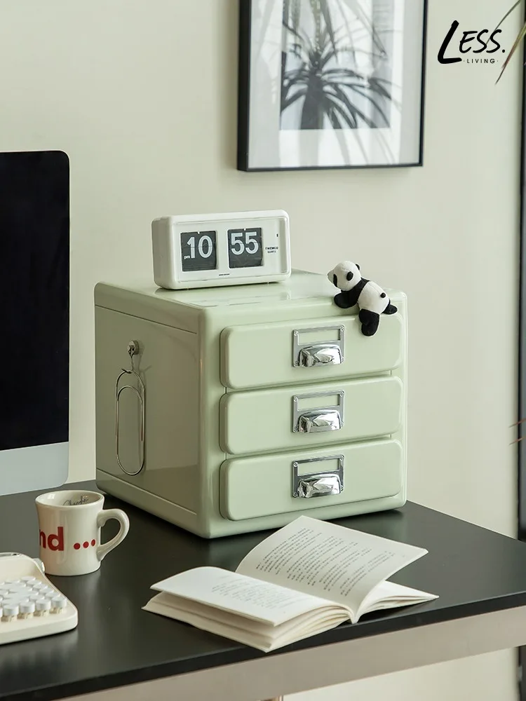 Multi-Layer Metal Mini Drawer Japanese Style Filing Cabinets Three-Drawer Desktop Organizer Storage Cabinet - Image 4