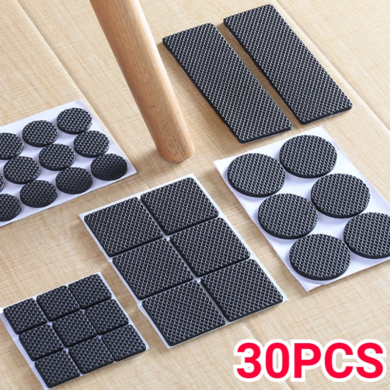 Self Adhesive Furniture Pads Chair Legs Rug Non-slip Bumper Damper Floor Scratch Protector Mat Round Square Rubber Pads