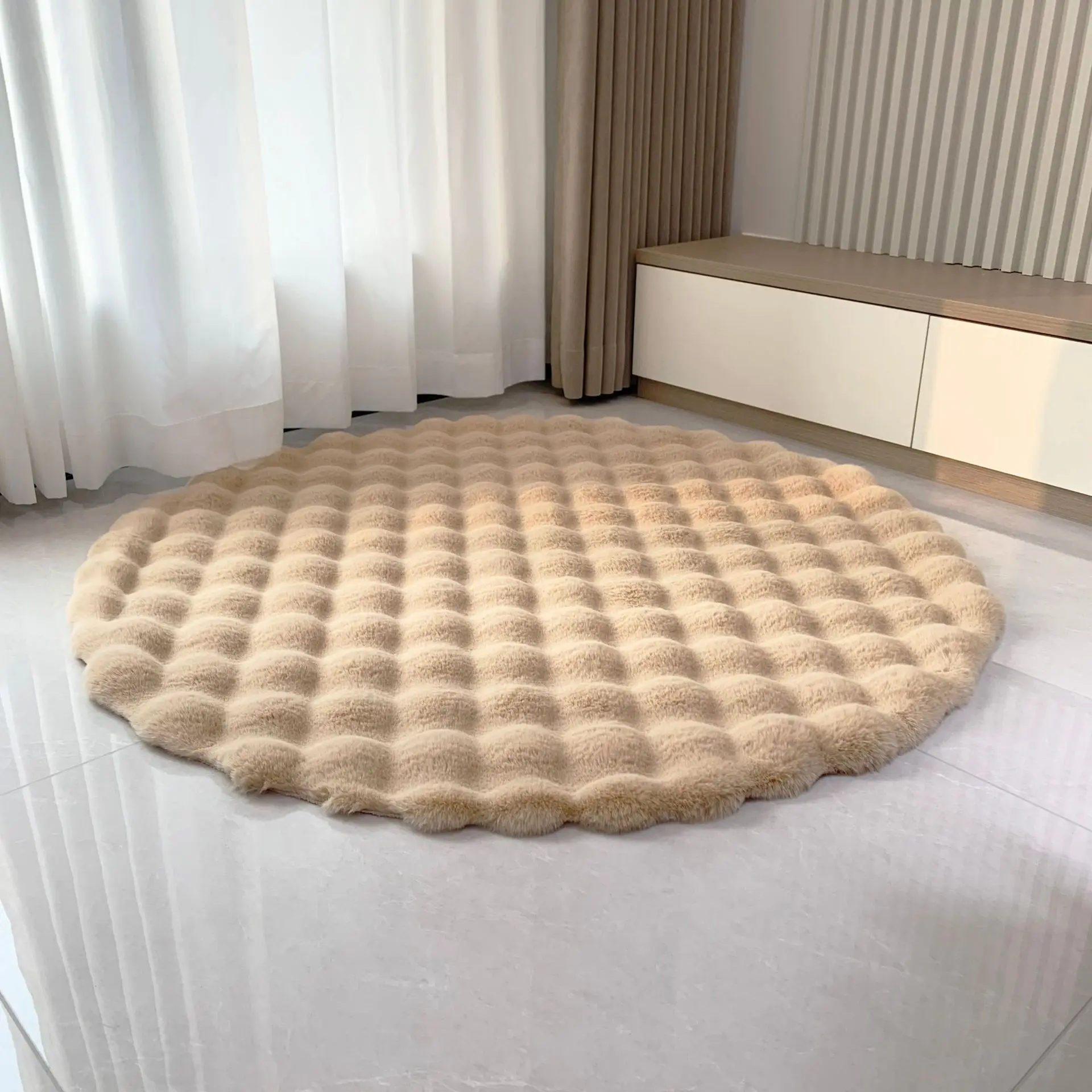 Rabbit Hair Bubble Velvet Carpet Round Soft Fluffy Plush Imitation Fur Rug Kids Bedroom Cushion Coffee Table Foot Mat Home Decor - Image 2