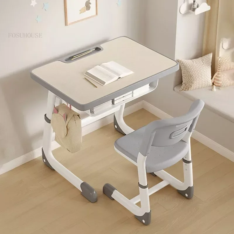 Wooden Kid's Study Table Primary School Student's Liftable Desk Children Furniture Household Writing Table and Chair Set - Image 2