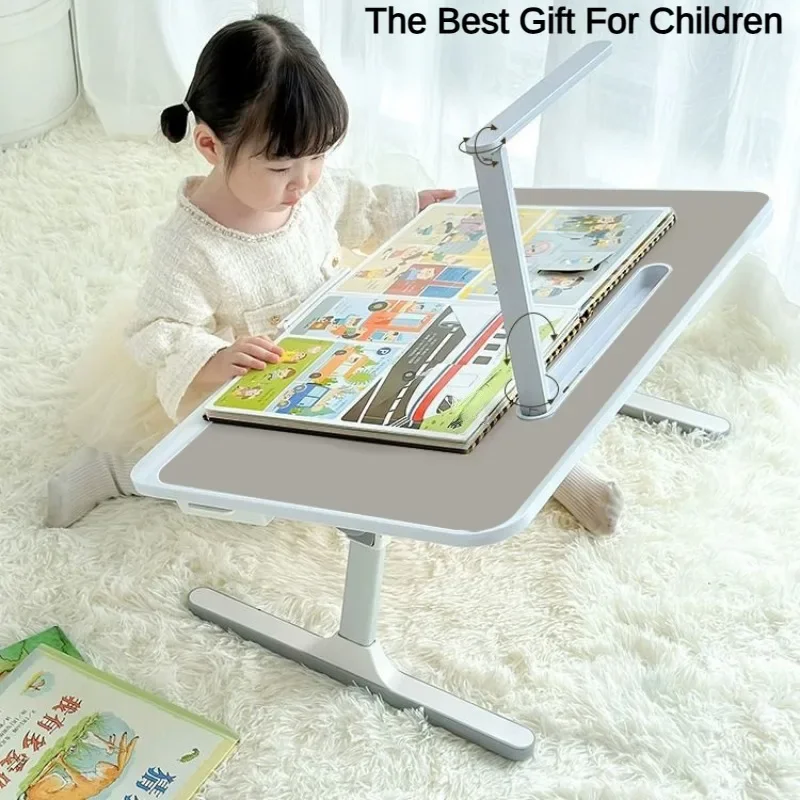 Folding Laptop Table, Liftable Bed Table with Light, 5-gear Height Adjustable Computer Desk, Gaming Desk Reading Holder for Home