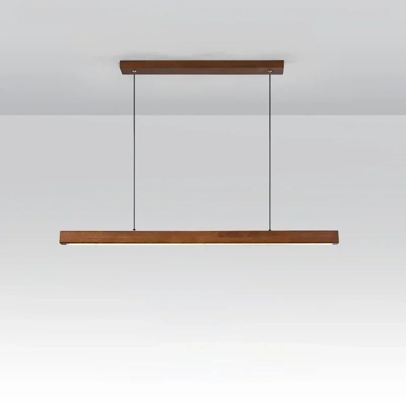 Modern LED Pendant Light wood Long Strip dining table lamp suspension Chandelier for living dining room kitchen lighting fixture - Image 2