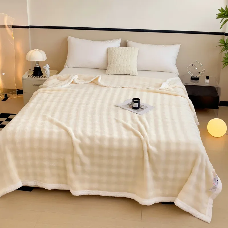 New Imitation Rabbit Plush Autumn Warm Blanket for Bed Soft Fluffy Skin-friendly Throw Blankets for Sofa Lap Warmth Bed Sheets