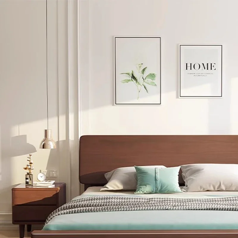 Minimalist Couple Bed Wood Modern Queen Size Hotel Bedroom Bed Lounge Luxury Camas Y Muebles Para El Hogar Home Furniture - Image 4