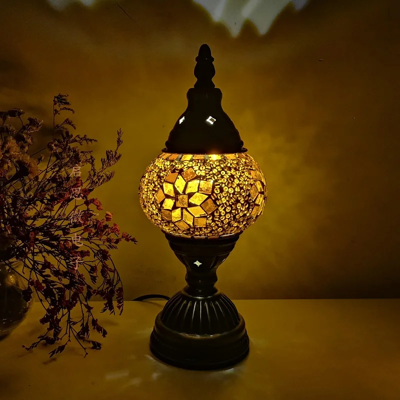Turkish mosaic table Lamp vintage art deco Handcrafted lamparas de mesa mosaic Glass romantic bed light lamparas con mosaicos
