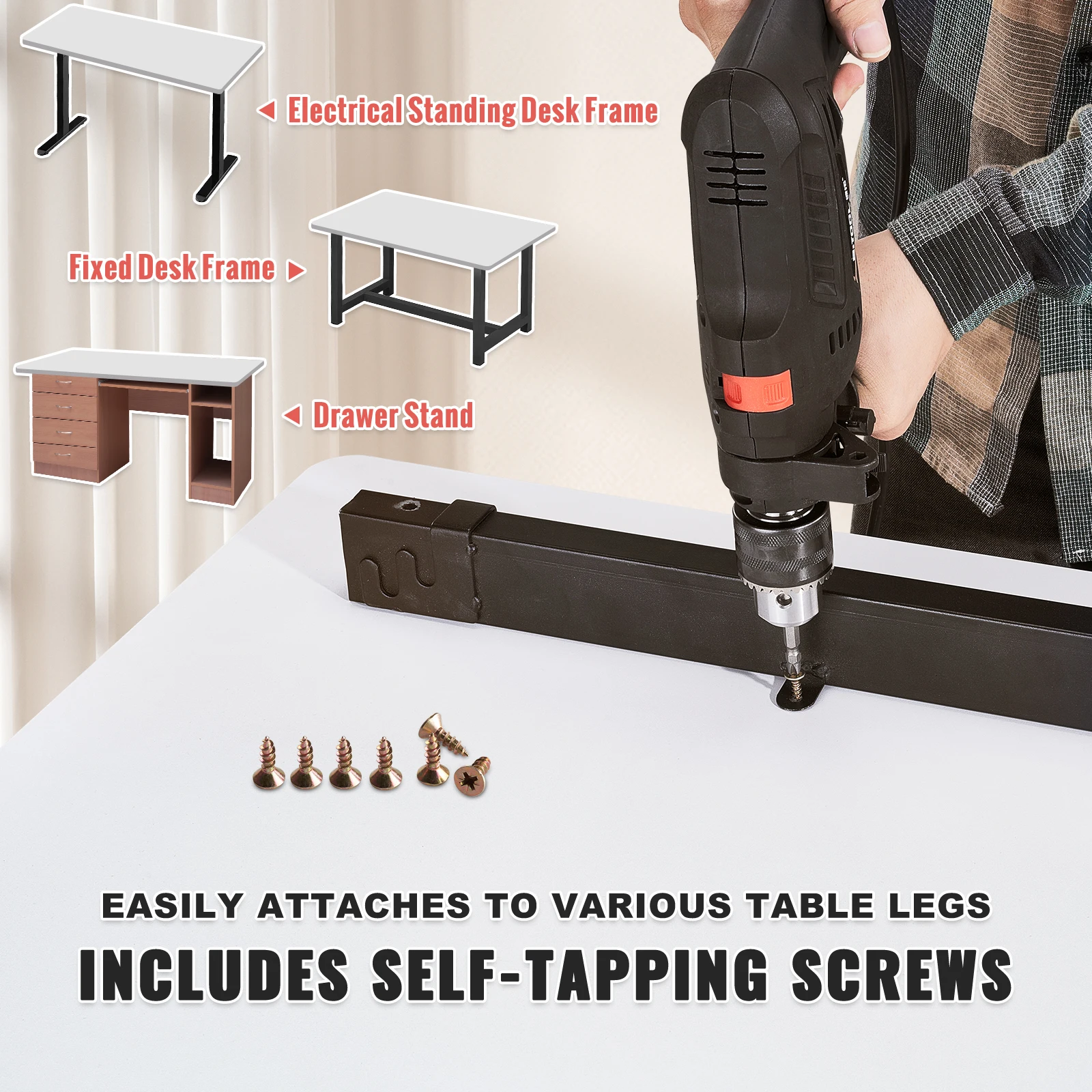 VEVOR Table Top 220.5 lbs Load Capacity Particle Board for Height Adjustable Electric Standing Desk Frame for Home and Office - Image 4