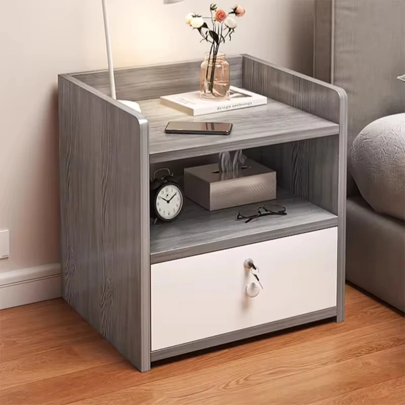 Cabinets Nightstandswith Lock Drawer Storage Nightstand Modern Small Bedside Table Sideoard Multi-Layer Cabinet Storage Cabinet