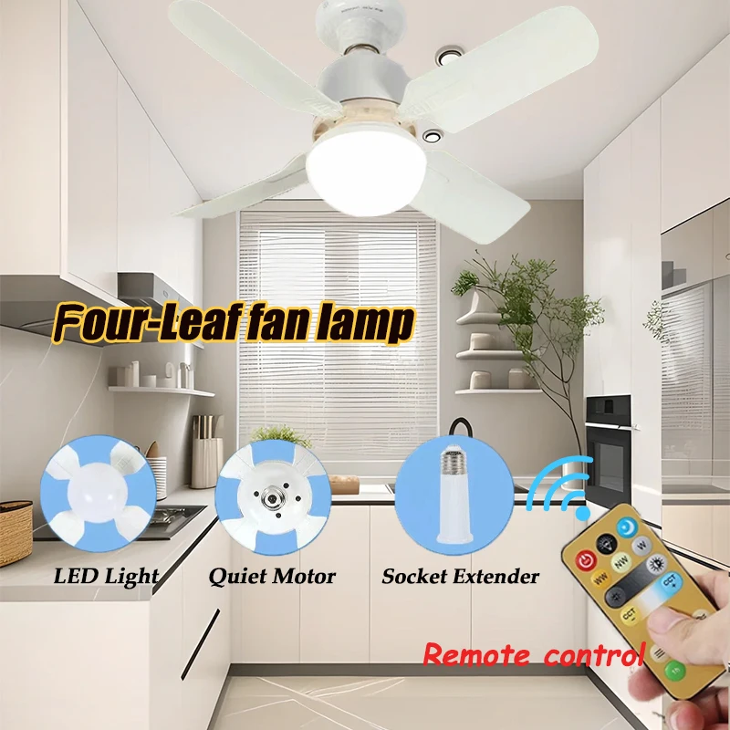 Ceiling Fan LED With Light Remote Control Dimmable E27 Base Modern Smart Wireless Fans Lighting For Bedroom and Living Room 