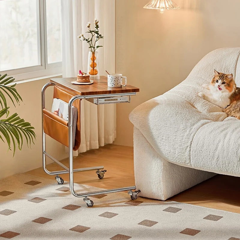 Tookfun Linsy Home Retro Style Mobile Table Bedside Desk Home Small Apartment Computer Office Desk Wheels Can Be Locked - Image 3