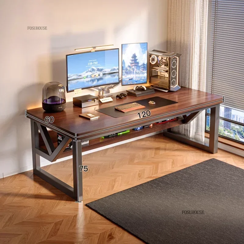 European Wooden Computer Desks Desktop Household Desk Rectangular Bedroom Double Table E-sports Gaming Table Simple Office Desks - Image 3