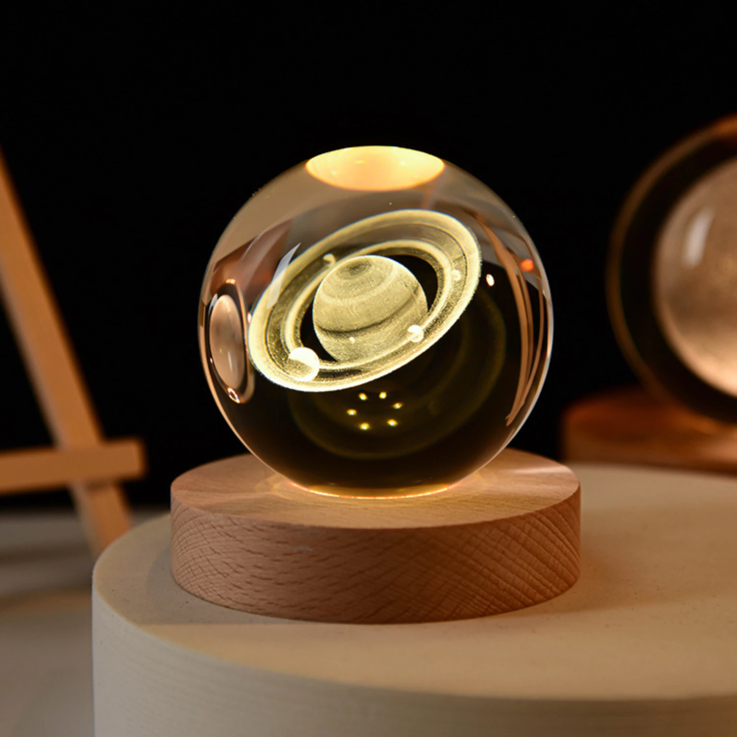 6cm 3D Crystal Ball USB LED Night Light Solar System Santa Claus Ambient Light for Bedroom Home Decor Table Lamp Children Gifts - Image 2