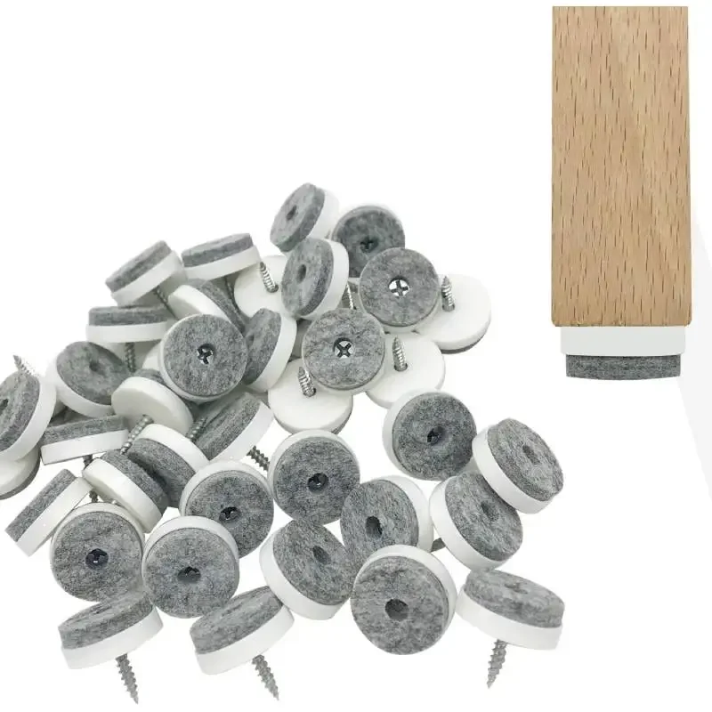 20pcs Furniture Glide Screw in Chair Glides Pad with Thick Felt Pads Round Floor Protector For Wooden Table Desk Leg Sofa Feet