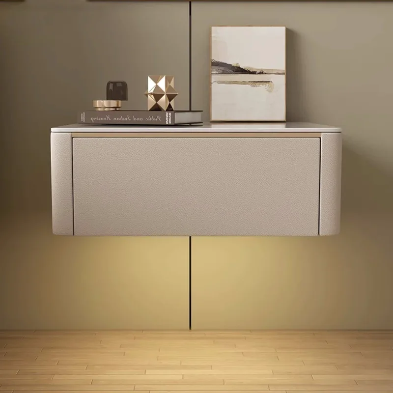 Modern Style Creative Floating Nightstand 1 Drawer Bedside Table with Sintered Stone Top - Image 2