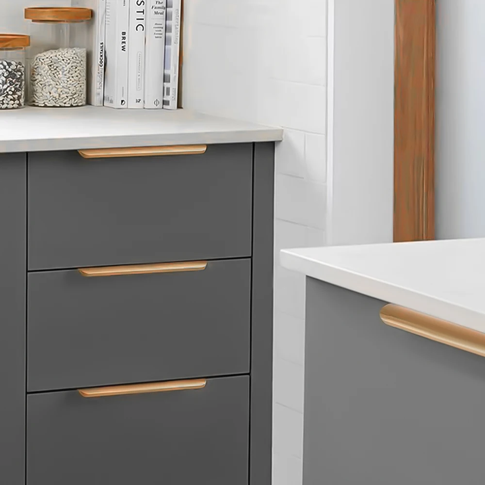 Hidden Furniture Handles Gold Black White Kitchen Cabinet Pulls Punch Free Handles for Cabinets and Drawers Arc Wardrobe Pulls - Image 6