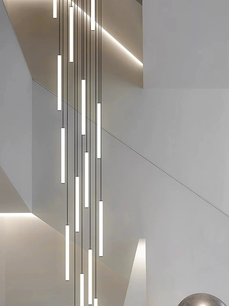 Modern Luxury Led Pendent Lamp Loft Black Ceiling Chandelier Living Room Lighting Suspension Light Acrylic Staircase Chandeliers - Image 3