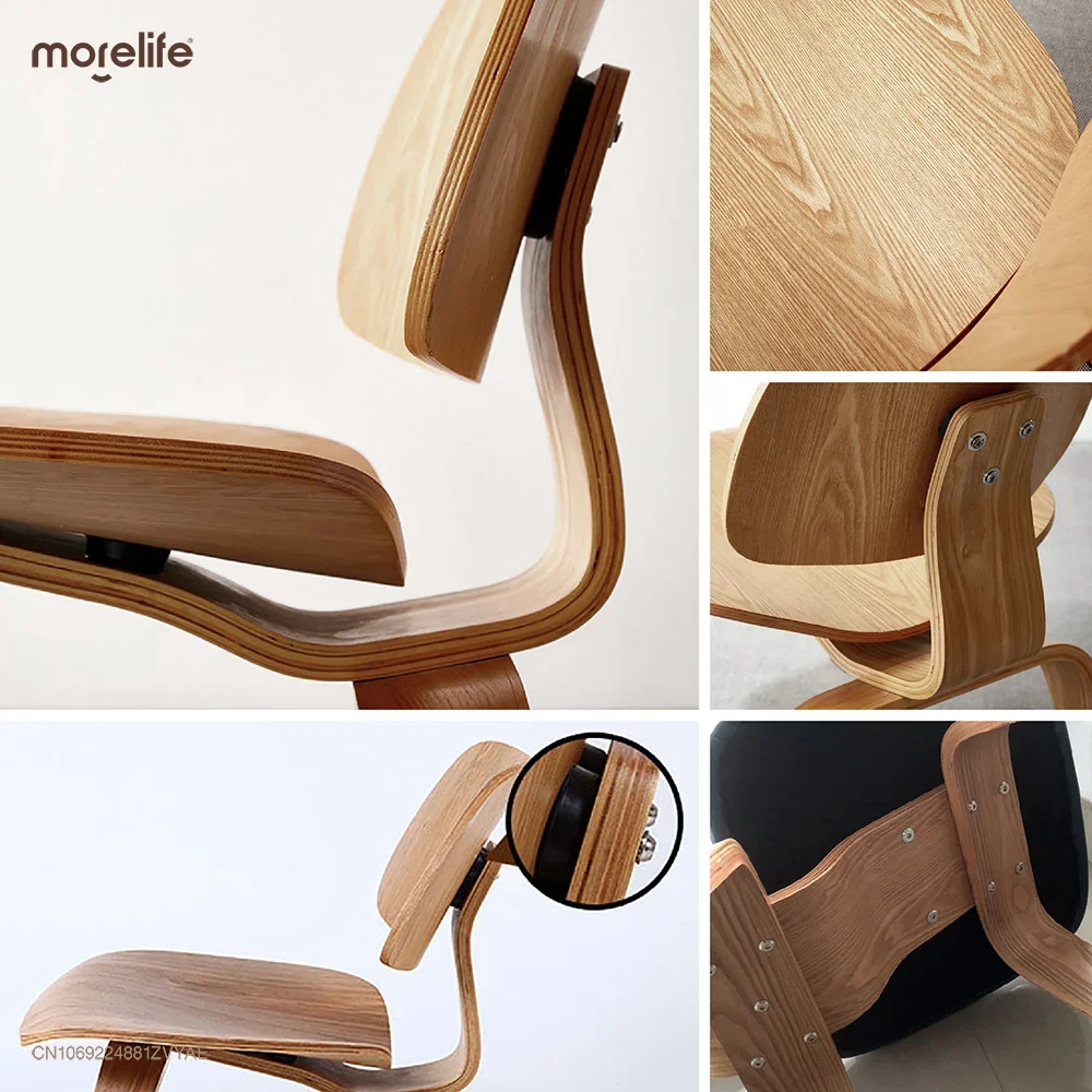 Molded Plywood Simple Leisure Chair Armchair Wood Legs Natural Living Room Century Wood Replica Accent Chairs Home Furniture - Image 5