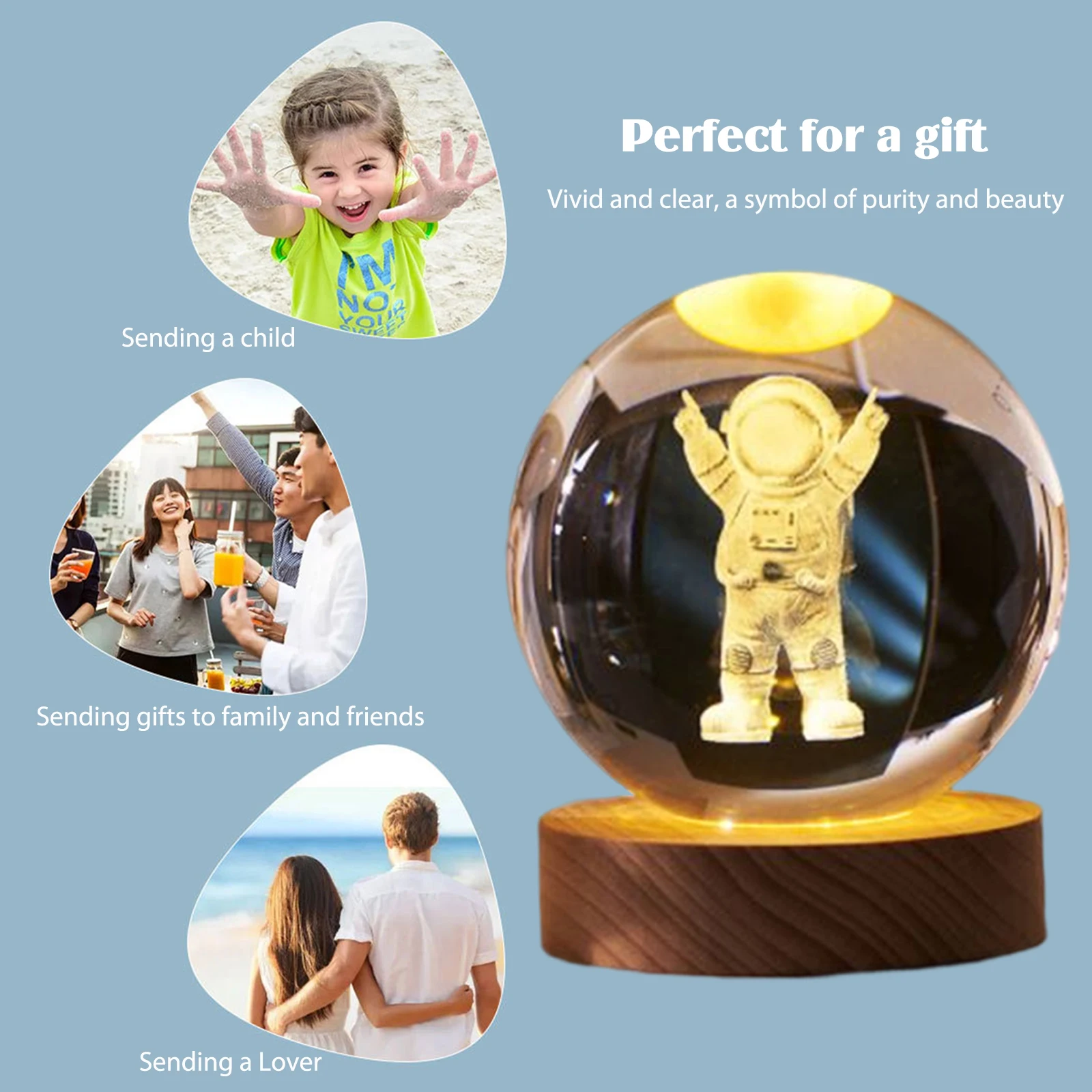Crystal Ball Solar System Night Lamp Lighting Ornaments 3D Planetary Lamp Handicraft Holiday Gift Home Decor for Office Study - Image 5