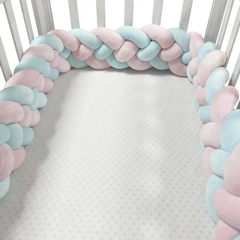 1-3.6M Baby Bed Bumper Handmade Knotted Braid Weaving Plush Crib Protector Infant Knot Pillow Baby Room Decor - Image 4