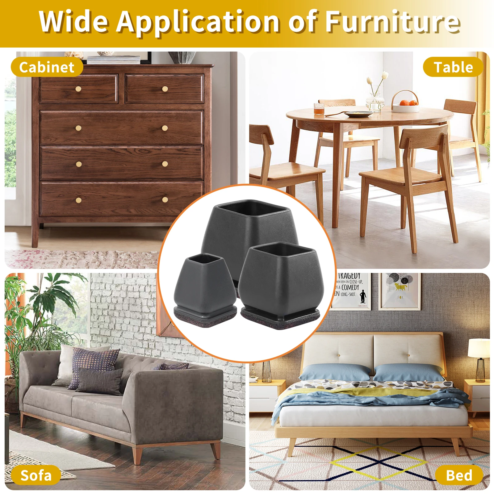 8PCS Chair Foot Cover Diagonal Leg Floor Protectors with Thick Wrap Felt Pads Silicone Furniture Table Feet Protect Floors - Image 6