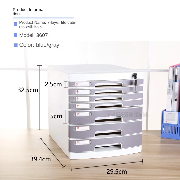 Lockable Desktop File Cabinet, Two-Layer Multi-Drawer Storage Box, Thick Office Document Organizer, Secure Desk Accessory - Image 6