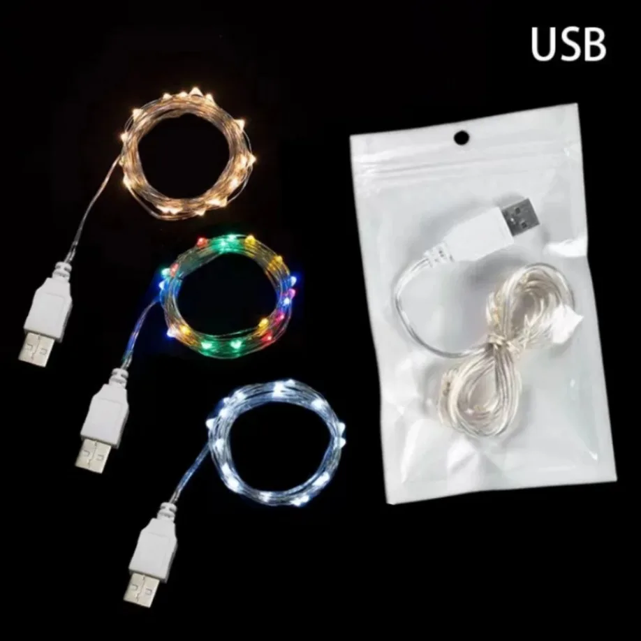 5/10/20M USB LED String Lights Copper Silver Wire Garland Light Waterproof Fairy Lights For Christmas Wedding Party Decoration - Image 2