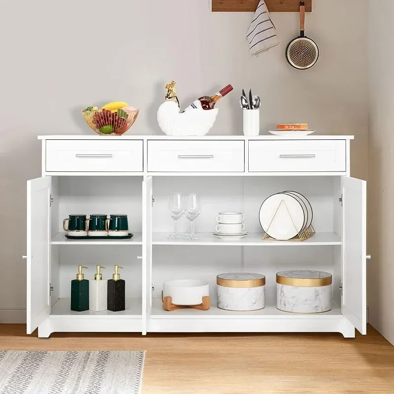 Sideboard Cabinet Buffet Table Kitchen Storage Cabinet White Credenza Sideboards and Buffets with Storage Coffee Bar Cabinet - Image 5
