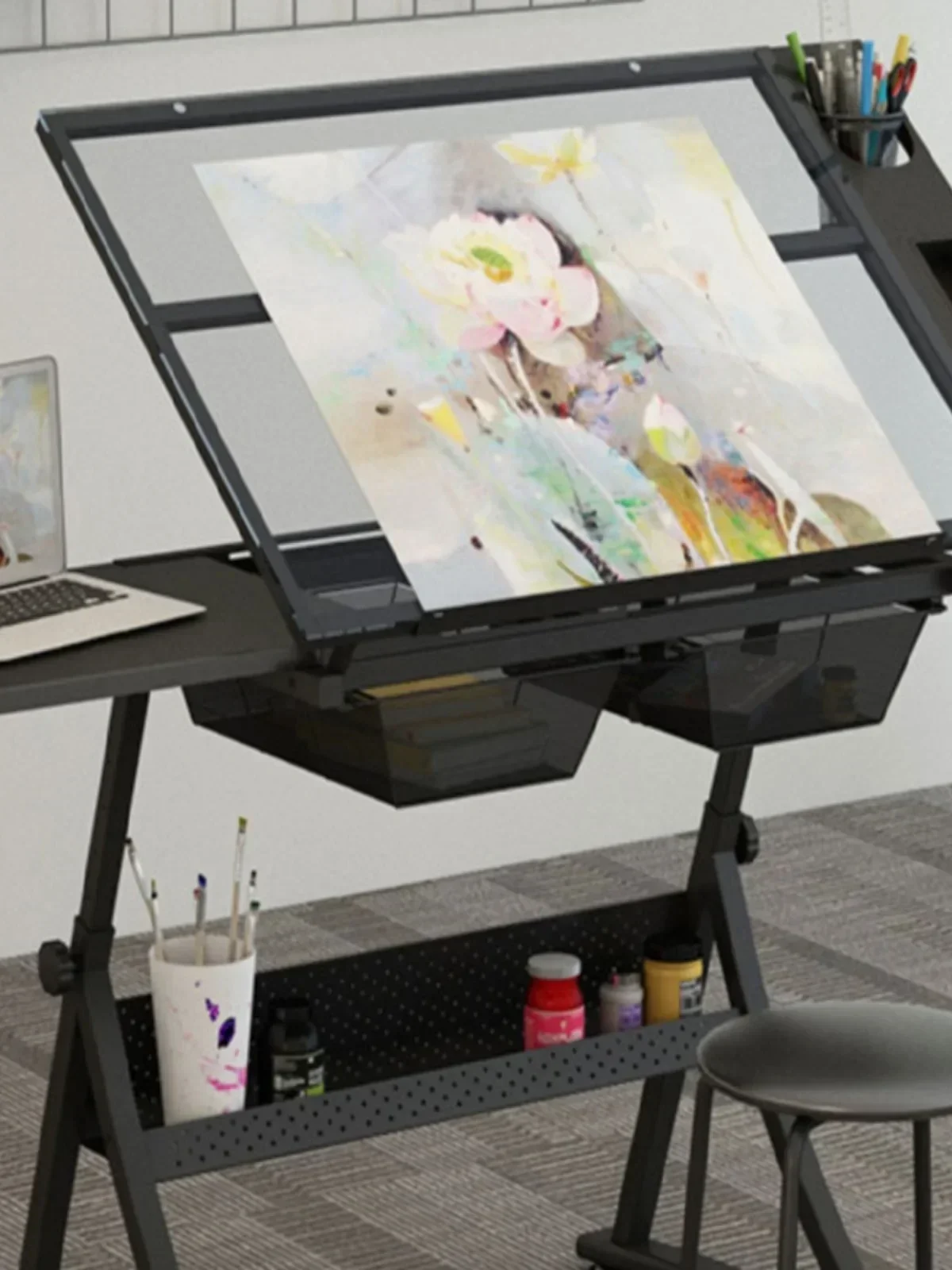 Glass drawing table Lifting Angle-adjustable Painting Table Desk Oil Painting Art Painting Design Architect - Image 4