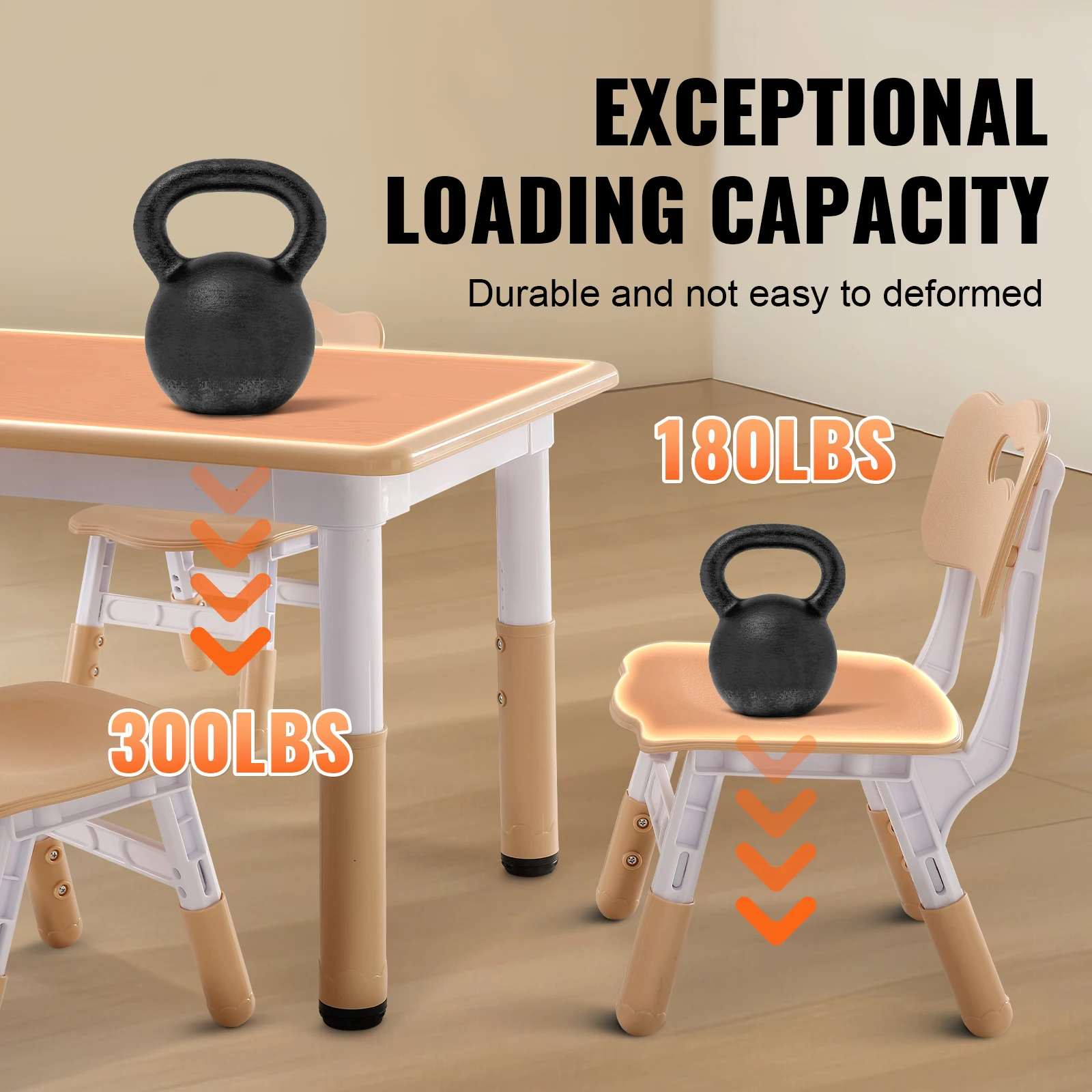 VEVOR Kids Table and 4 Chairs Set Height Adjustable Toddler Table and Chair Multi-Activity Table for Art Craft Reading Learning - Image 5