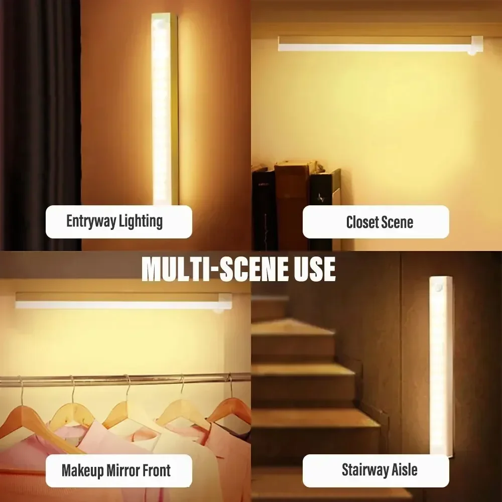 LED Motion Sensor Light Wireless LED Night Light Type C Rechargeable Light Cabinet Wardrobe Lamp Staircase Backlight For Kitchen - Image 4