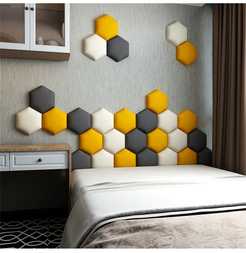 Multi-colour Hexagonal Headboard Bed Soft Bag Set 3D Wall Sticker Tatami Bed Headboards Wall Decor Aesthetic Home Decoration Art - Image 3
