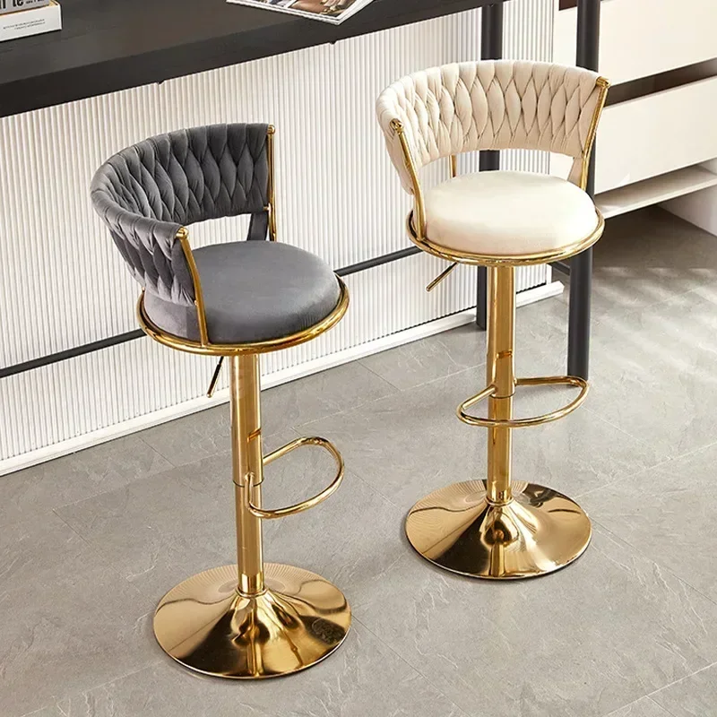 Simple Swivel Lifting Bar Chair High Stool, Nordic Back of A Chair Modern Furniture High Elastic Sponge Bar Stool - Image 2