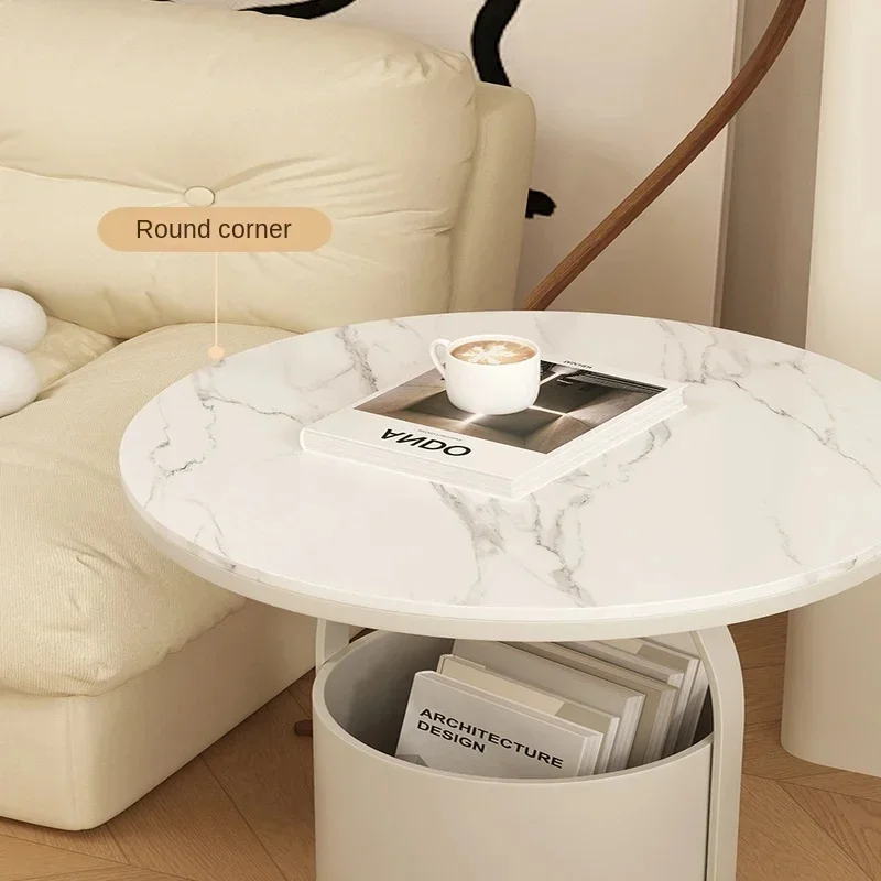 Simple Mini Sofa Side Table, Creative Round Coffee Table, Light Luxury Corner Table for Home Compact Accent Table, Coffee - Image 2