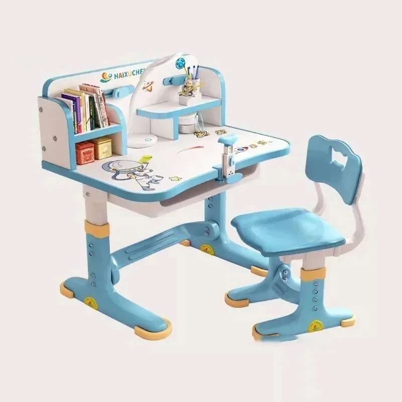 Children's Study Table Primary School Desk Liftable Plastic Student Writing Kids Table Household Desk and Chair Set for Kids B - Image 2