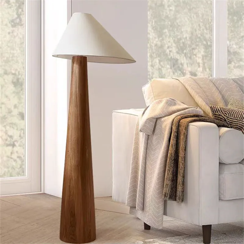 Tapered Oak Wood Floor Lamp Wabi-sabi Vintage Floor light for Living Room Bedroom Study Tea House Cafe Solid Wood table Lamp - Image 3